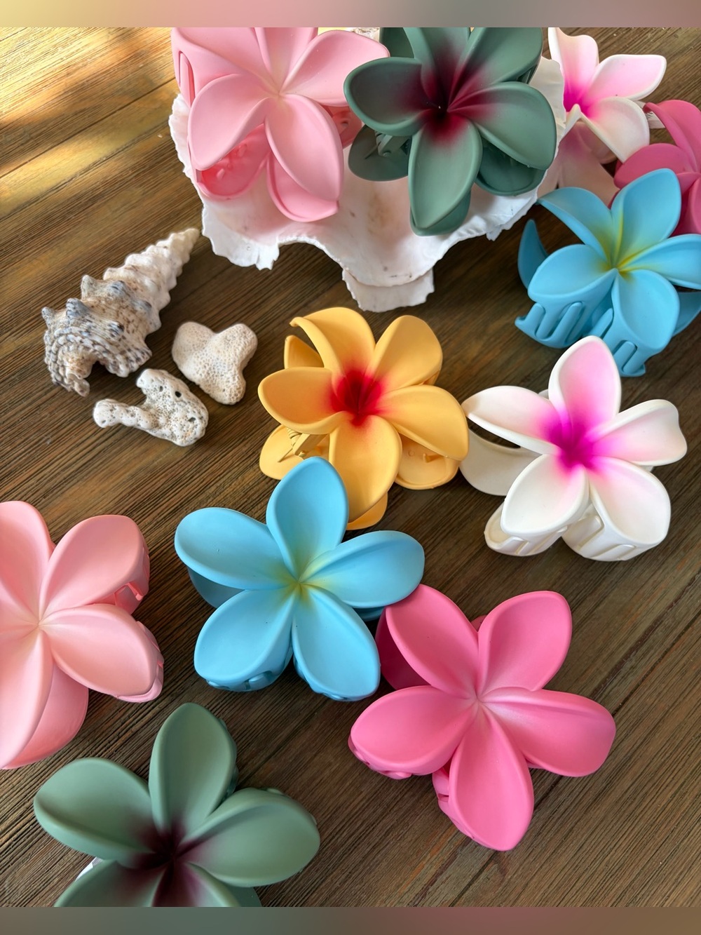 Surf Plumeria Hair Clips - 6 Assorted Pastel Colors